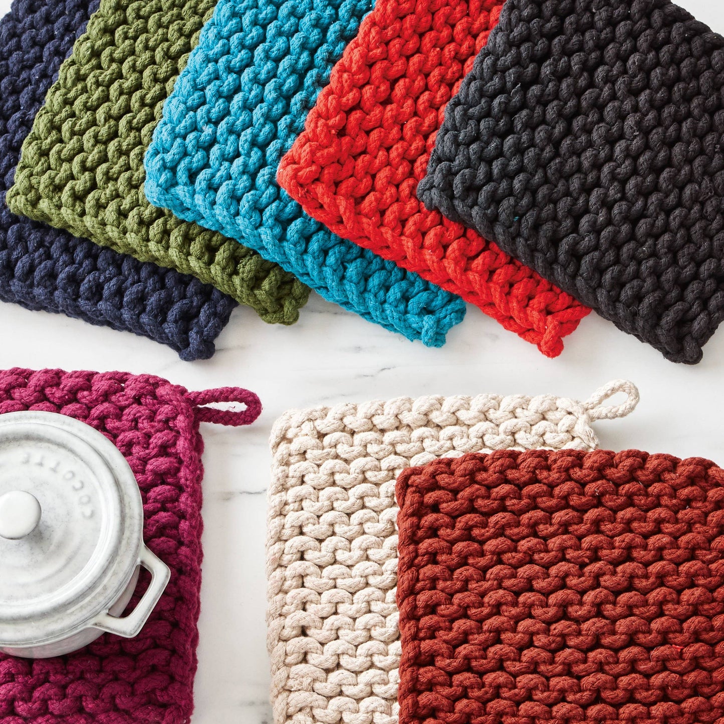Crochet Trivet Potholder Blue Cotton Everyday