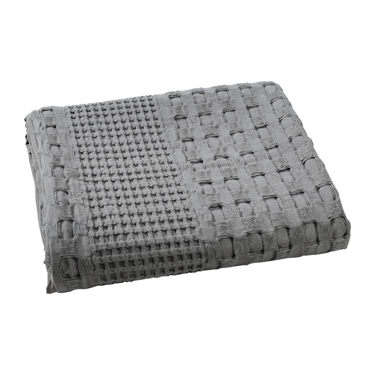 Dark Gray Waffle Weave Throw Blanket – Cotton 50x60