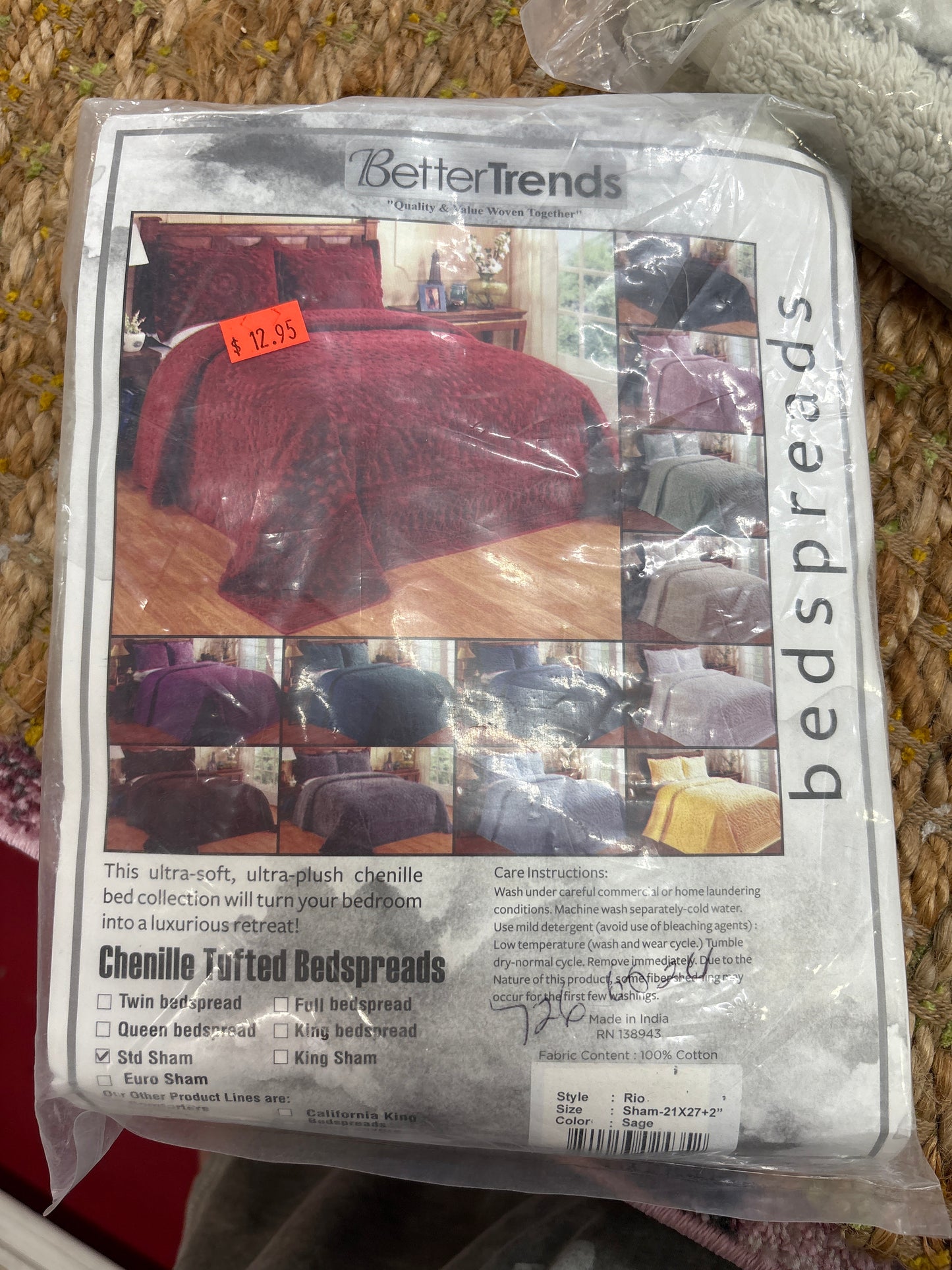 Better Trends Chenille Tufted Standard Sham