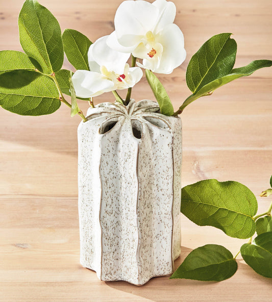 Flower Frog Vase White Stoneware