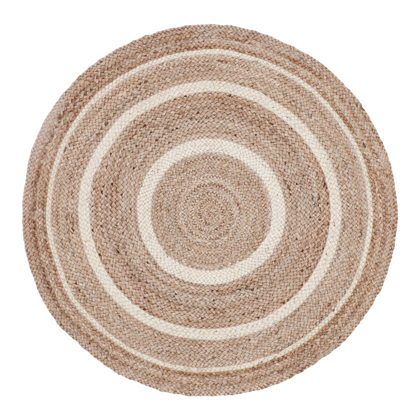 Natural & Creme Jute Rug w/ Pad 3ft Round