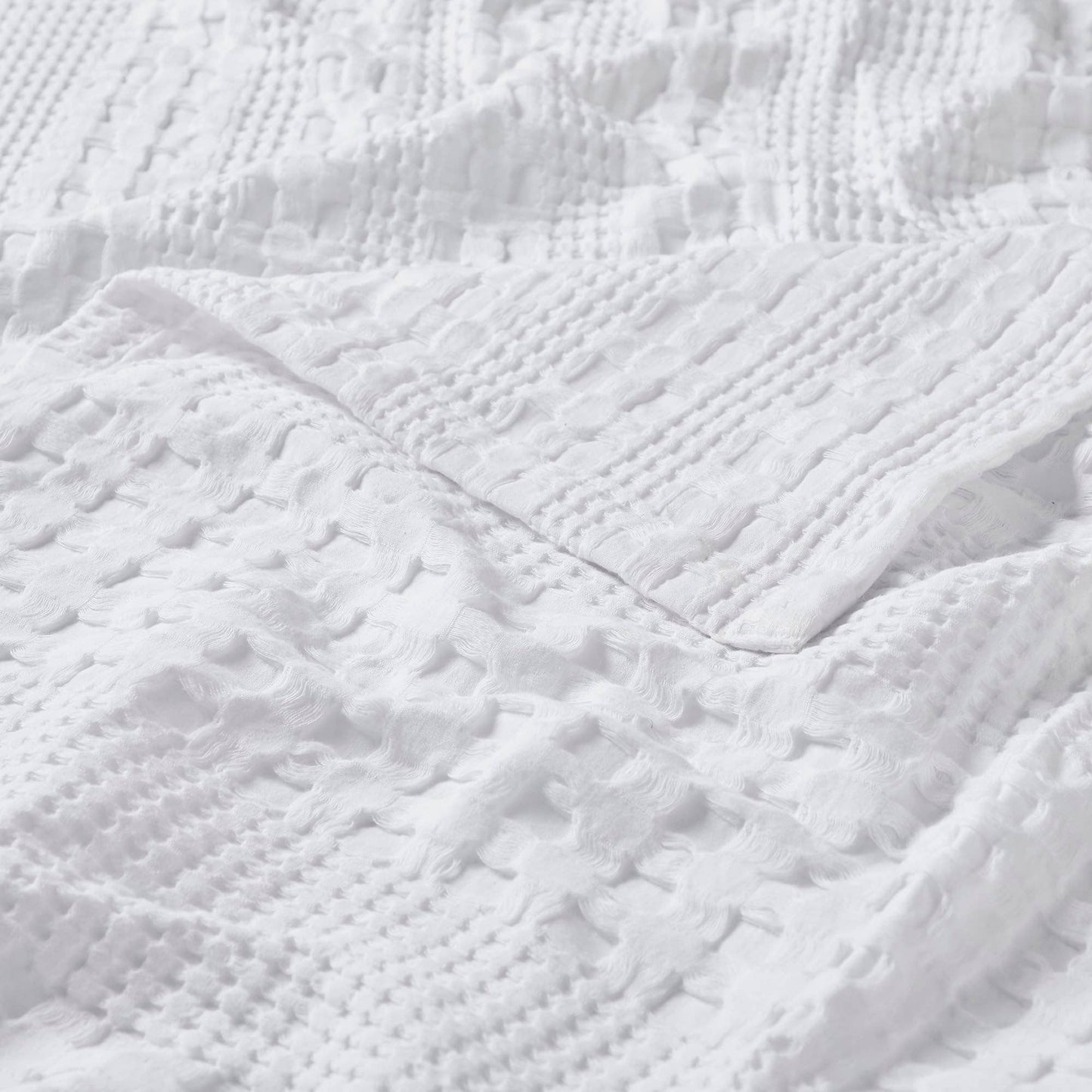 Bright White Waffle Weave Throw Blanket - 50x60 Cotton