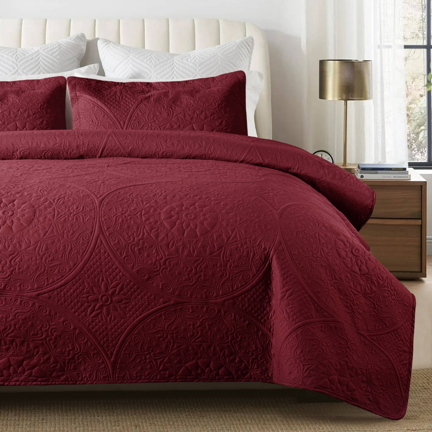 3 Piece Reversible Quilted Bedspread Coverlet Comforter Set