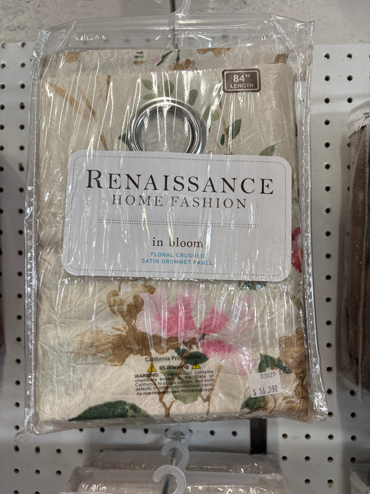 Renaissance Home Fashion In Bloom Floral Crushed Satin Grommet Panel