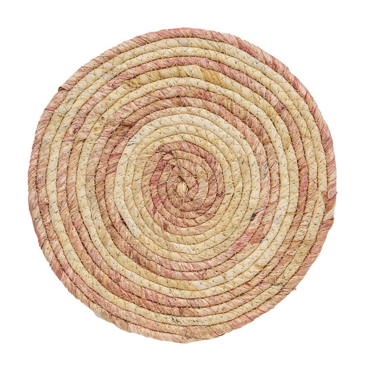 Woven Natural and Rose Seagrass Table Mat - 10"