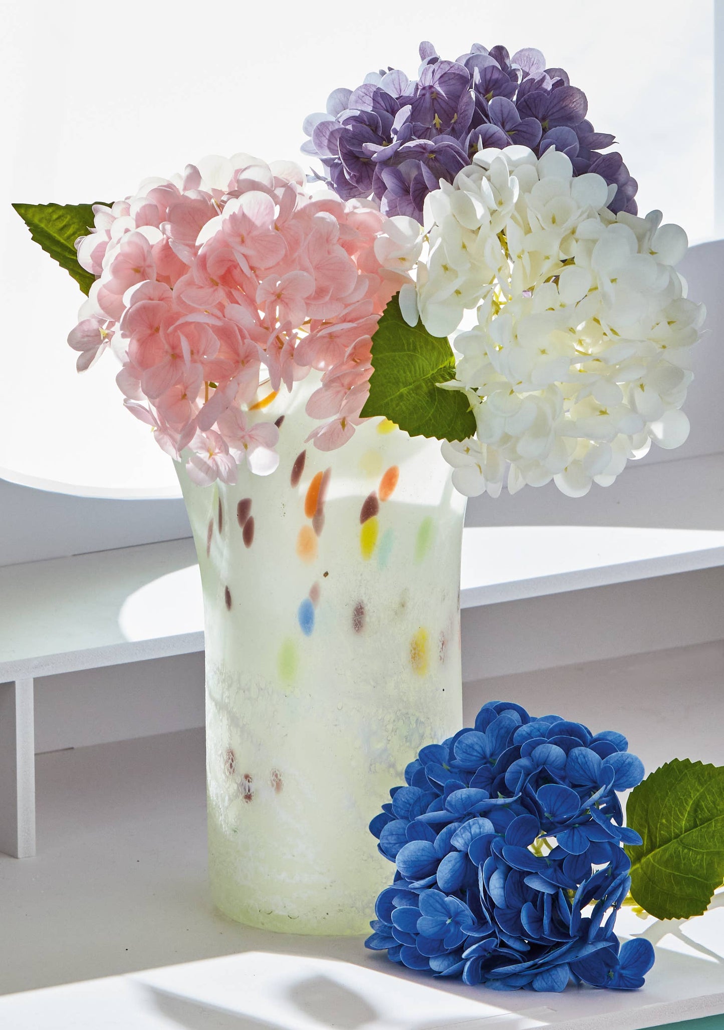 Soft Touch Faux Hydrangea Stem White Plastic Spring