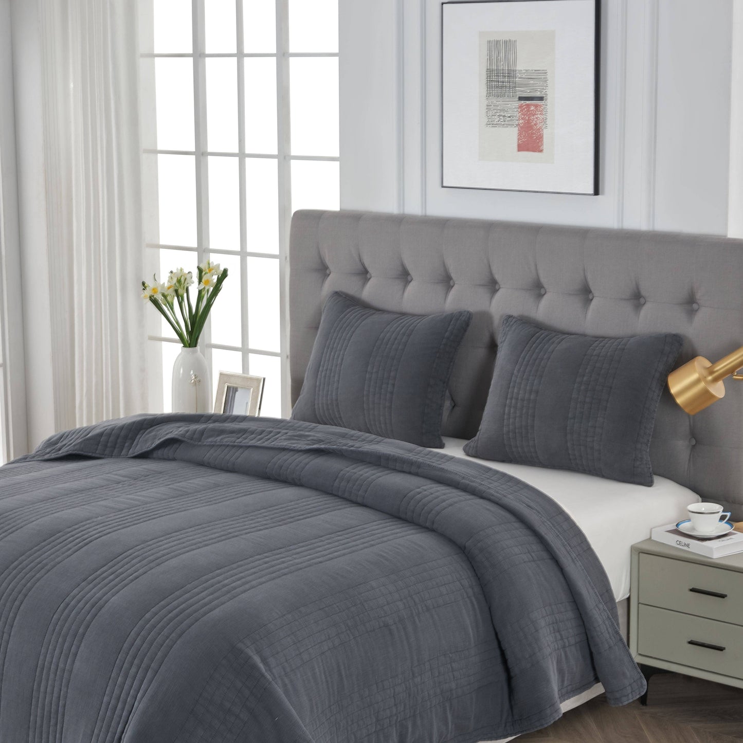 Stonewashed Cotton Quilt Set