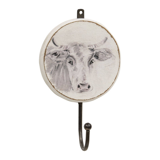 Wooden Farmhouse Cow Wall Hook