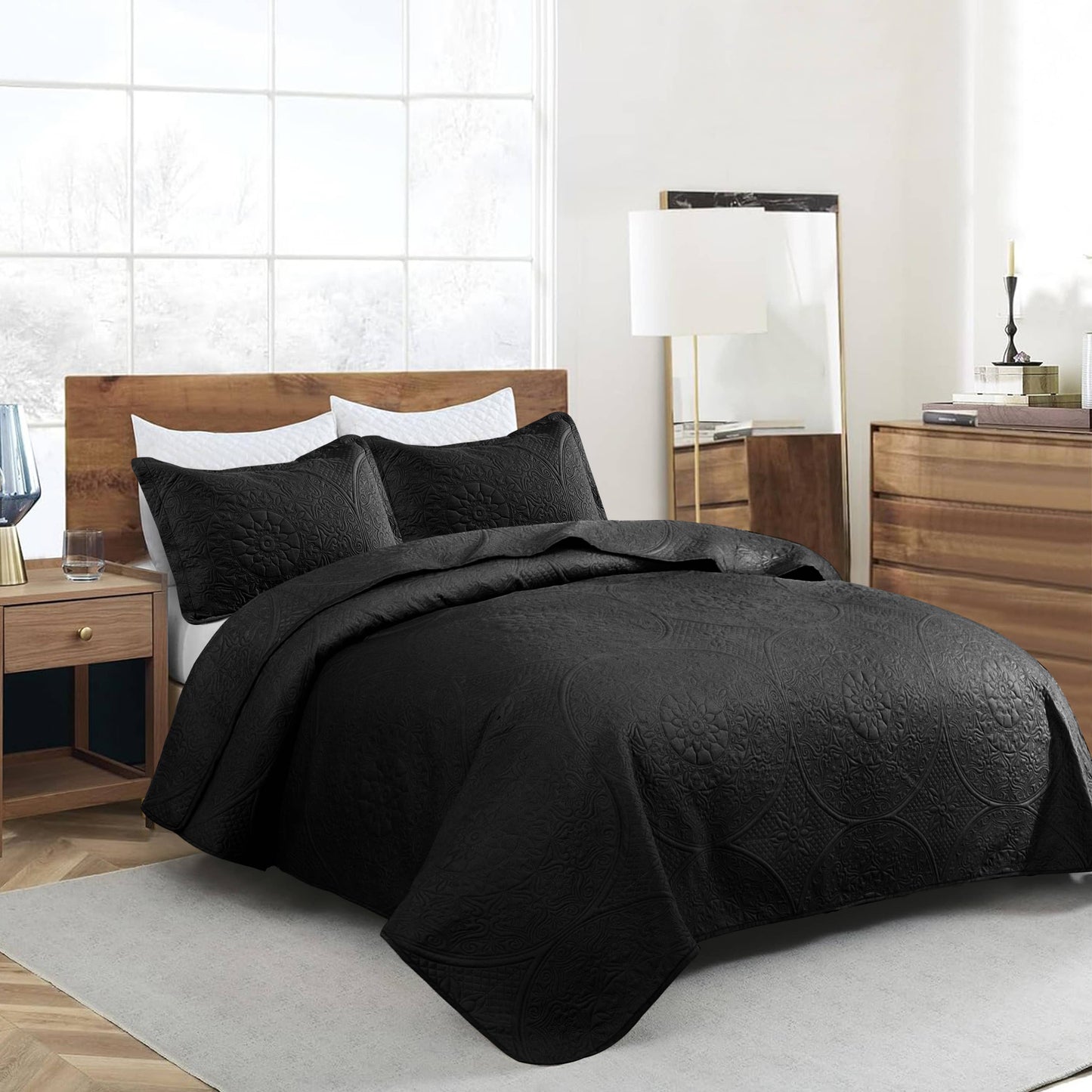 3 Piece Reversible Quilted Bedspread Coverlet Comforter Set