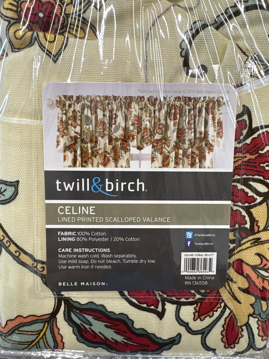 Twill&Birch Celine Lined Printed Scalloped Valance