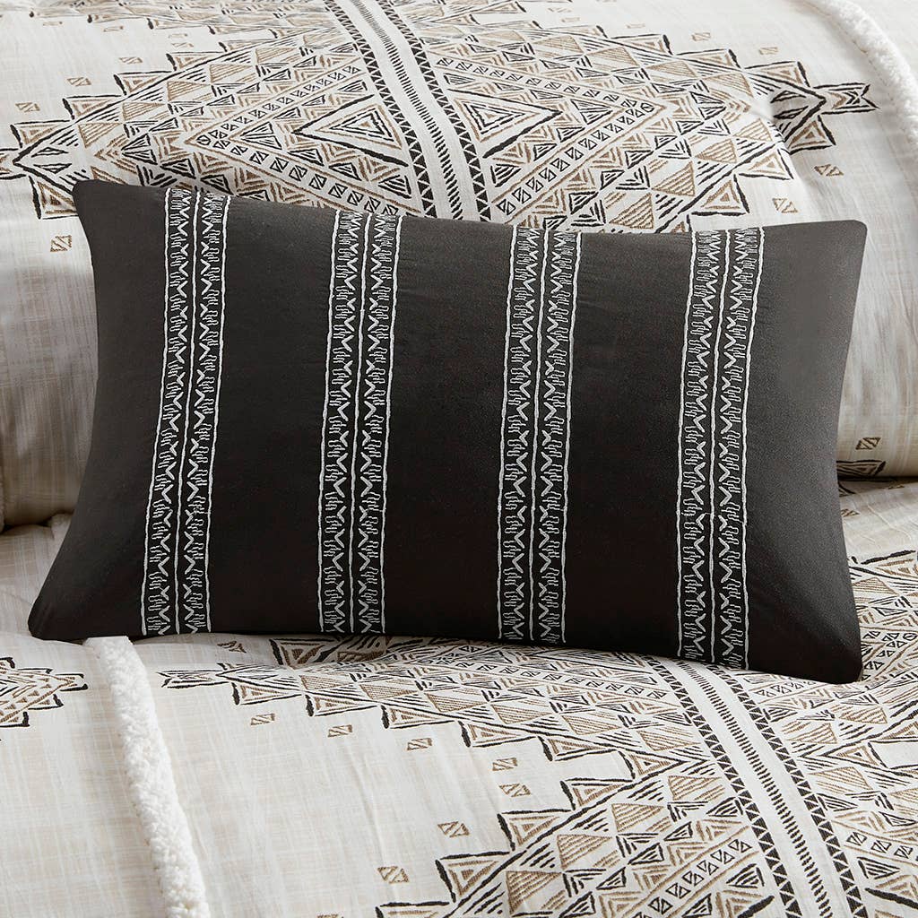 4 Piece Boho Printed Comforter Beige/Ivory