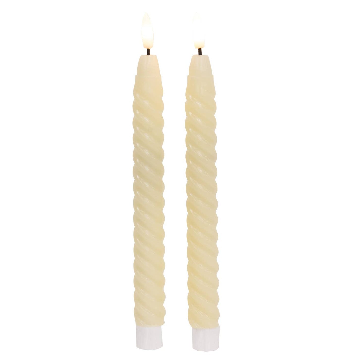 2/Set - Ivory Twisty Timer Tapers - 10"H