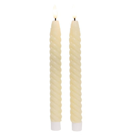 2/Set - Ivory Twisty Timer Tapers - 10"H