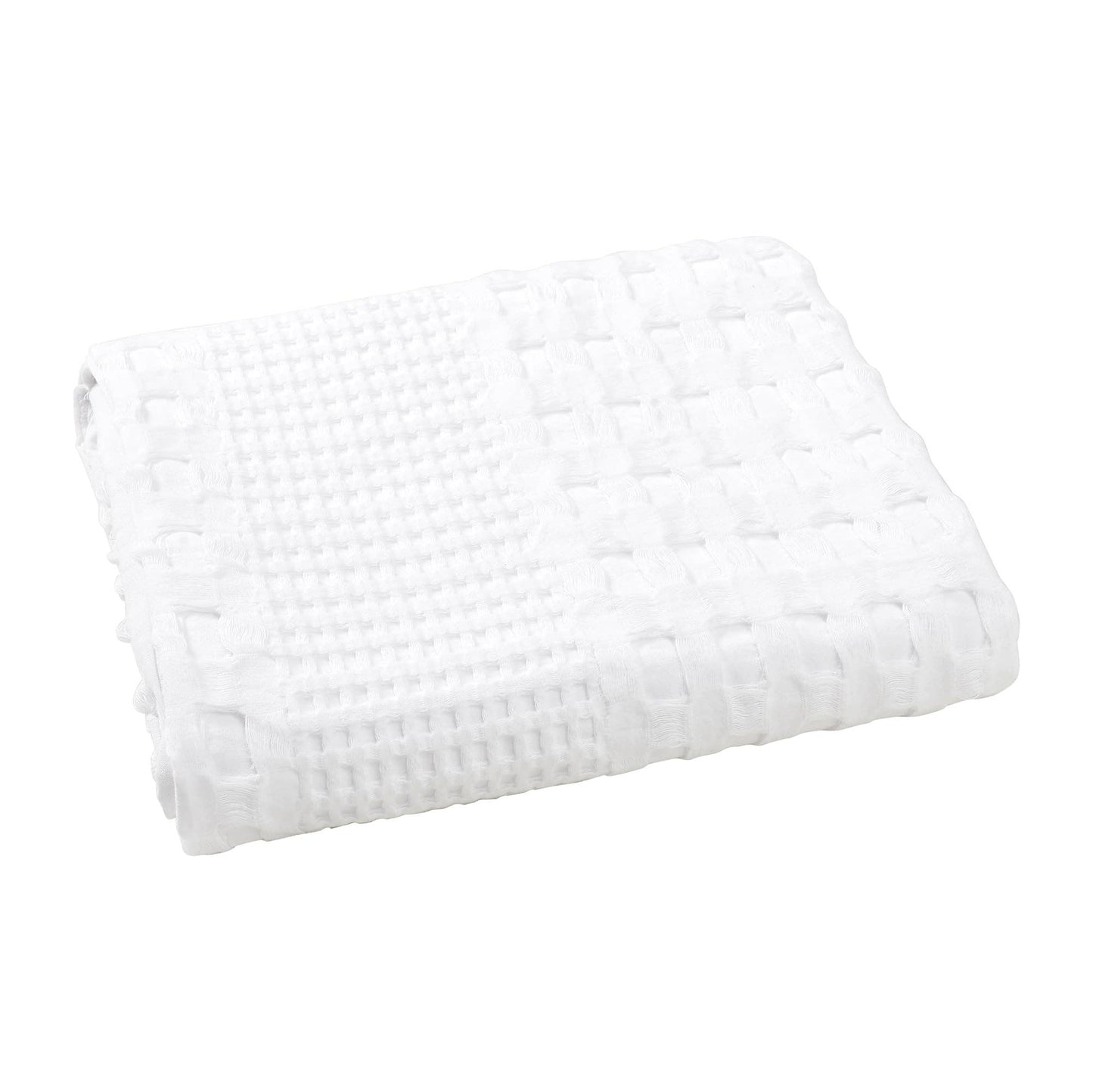 Bright White Waffle Weave Throw Blanket - 50x60 Cotton