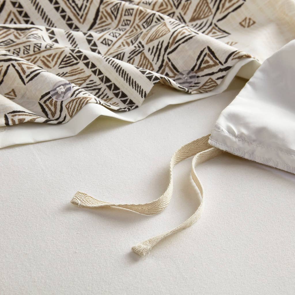 4 Piece Boho Printed Comforter Beige/Ivory