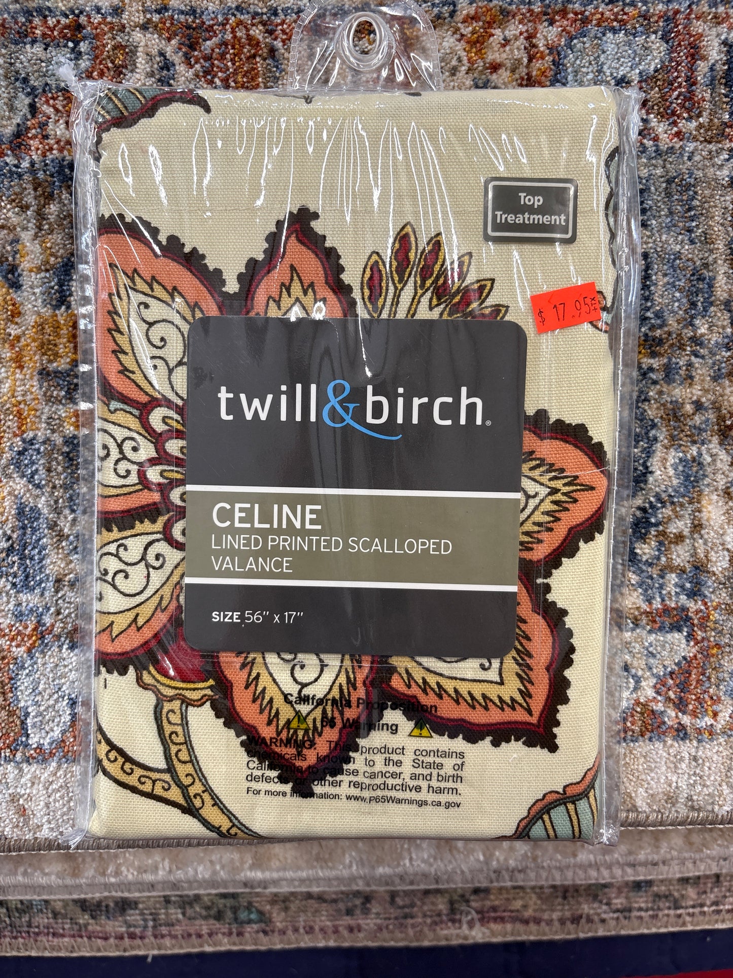Twill&Birch Celine Lined Printed Scalloped Valance