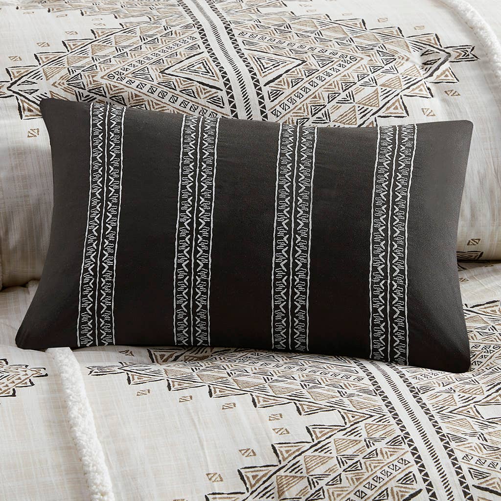 4 Piece Boho Printed Comforter Beige/Ivory