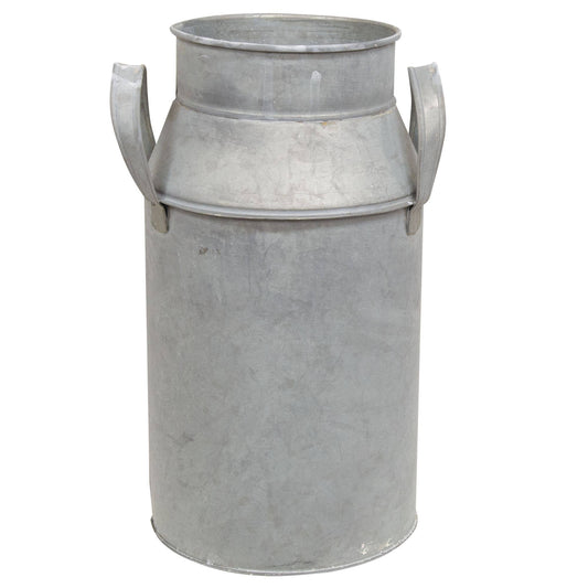 Natural Zinc Milk Can, 10.5"H