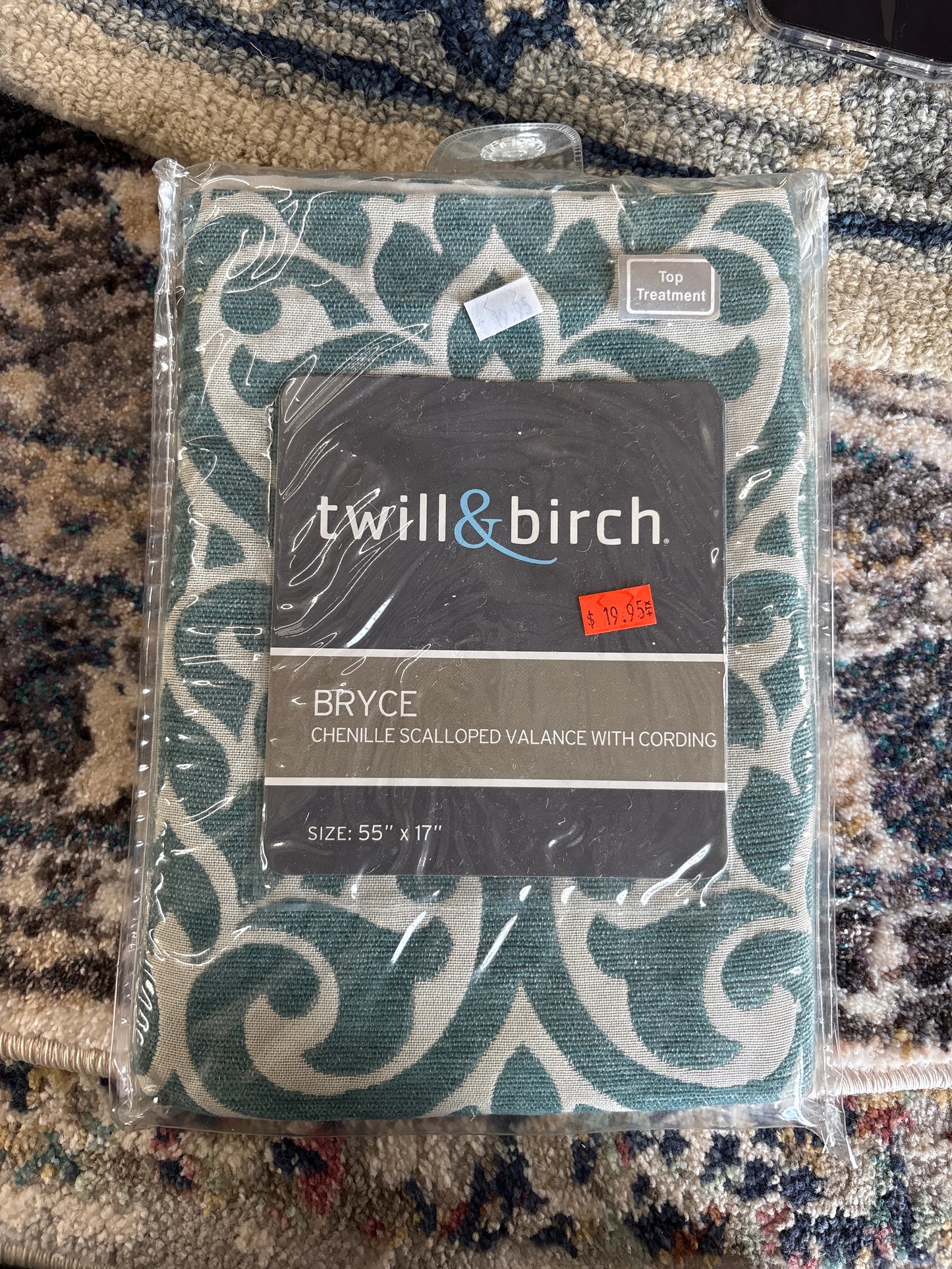 Twill&Birch Chenille Scalloped Valance with Cording