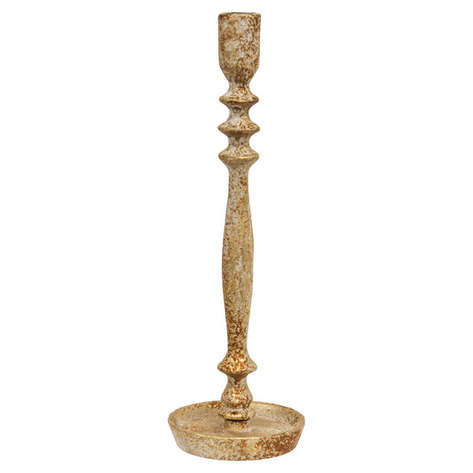 Distressed Gold Finish Candle Stick - 12"H