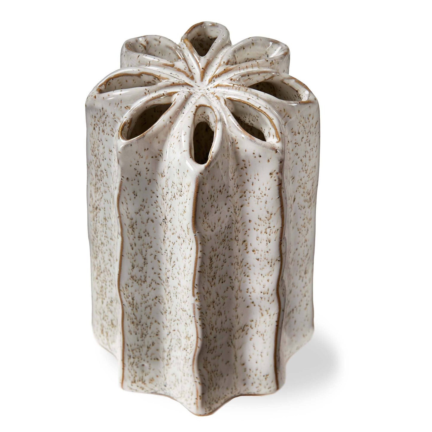 Flower Frog Vase White Stoneware