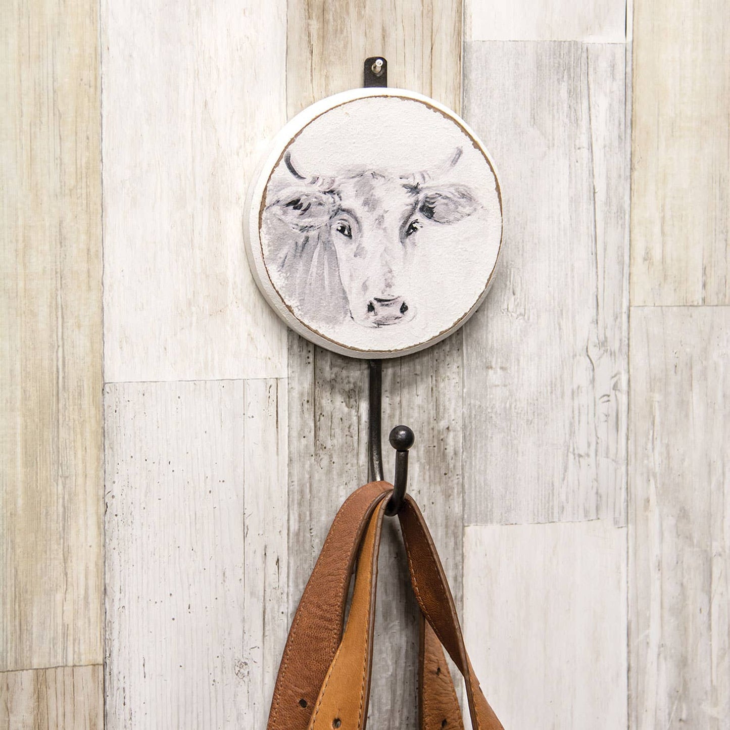 Wooden Farmhouse Cow Wall Hook