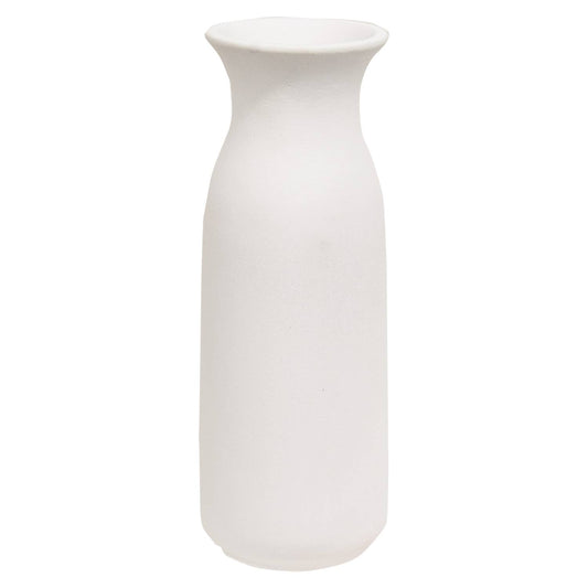 White Ceramic Tall Vase - 9.25"H