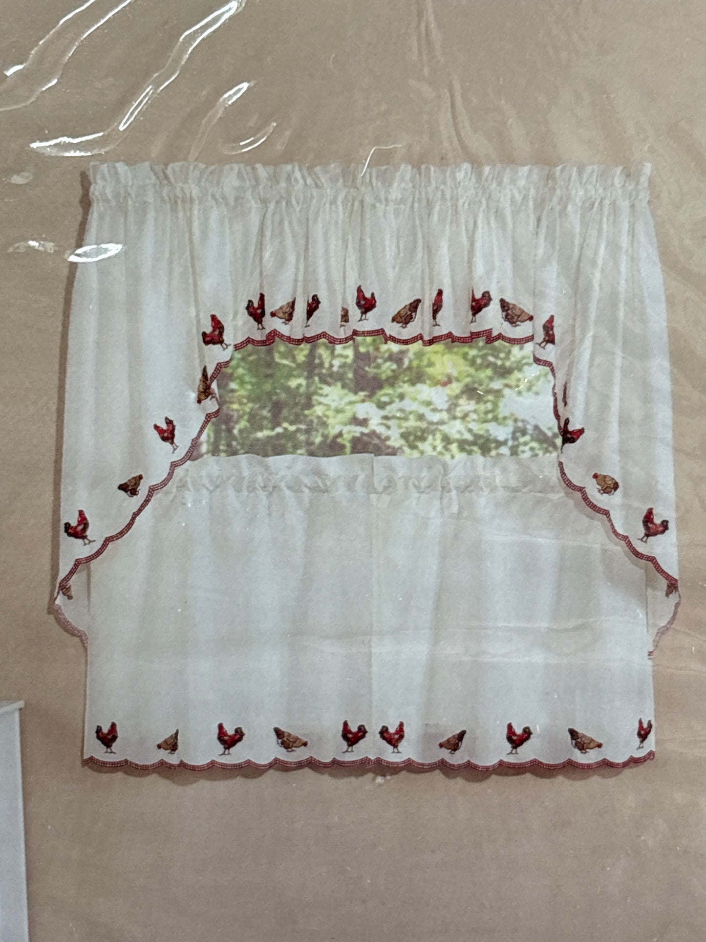 Renaissance Home Fashion Roosters Embroidered Swag Pair