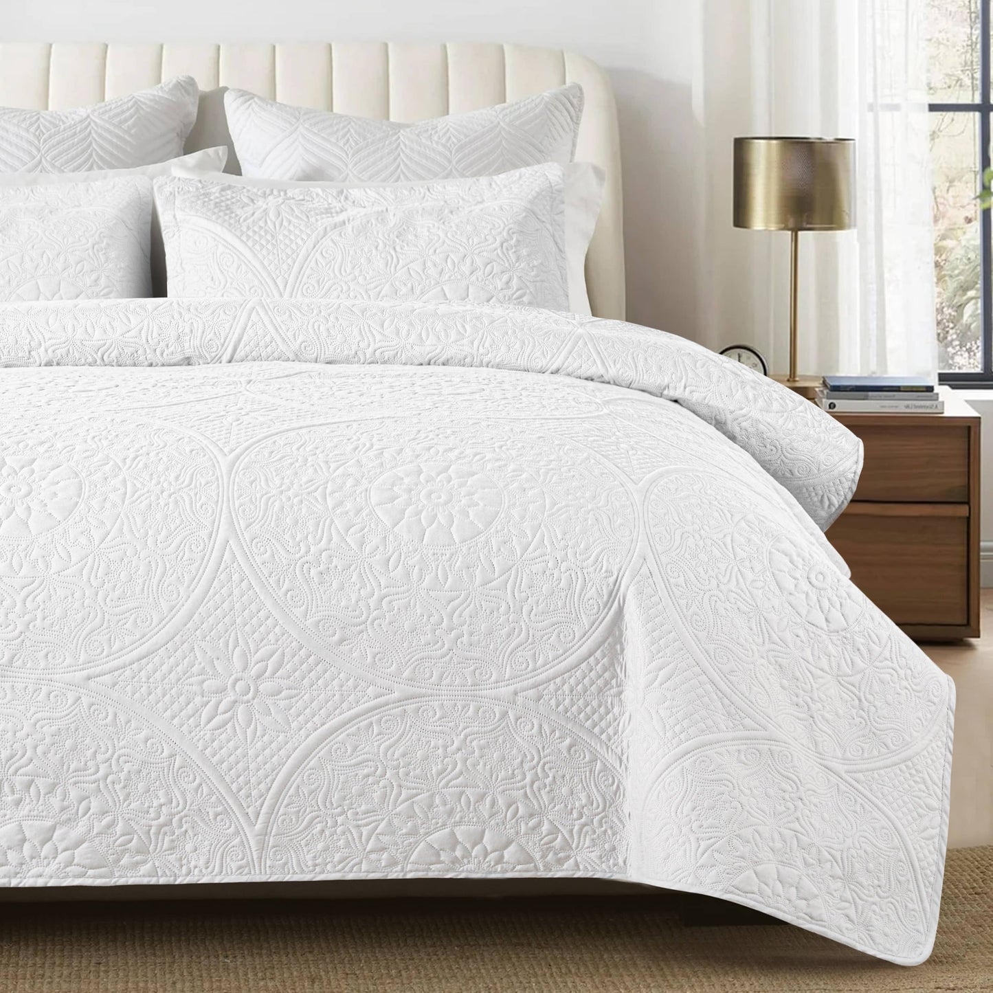 3 Piece Reversible Quilted Bedspread Coverlet Comforter Set