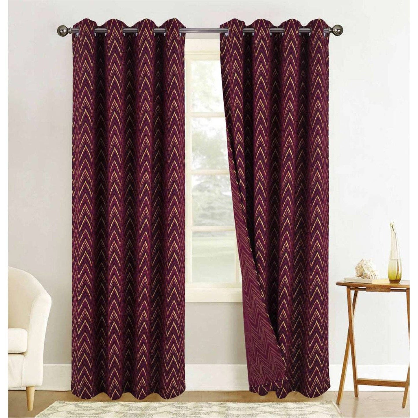 Chevron Jacquard Grommet Window Panel, 54x84 Inches