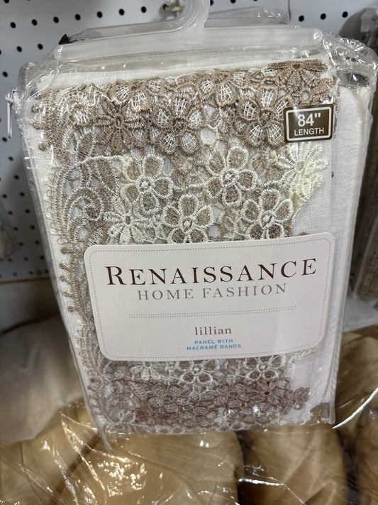 Renaissance Home Fashion Lillian Panel with Macrame Bands