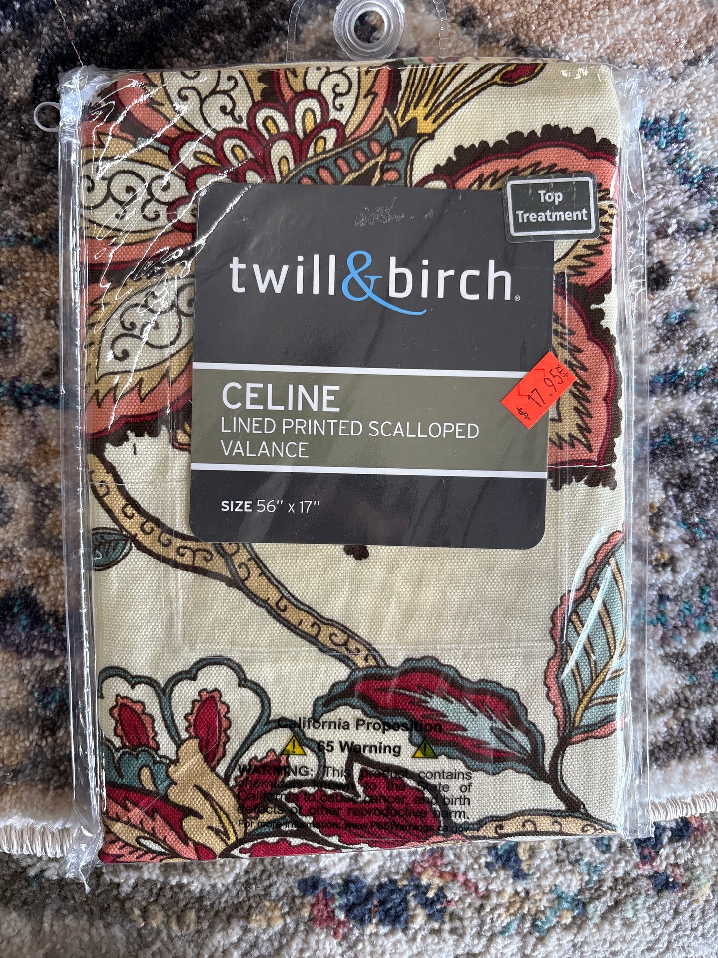 Twill&Birch Lined Printed Scalloped Valance