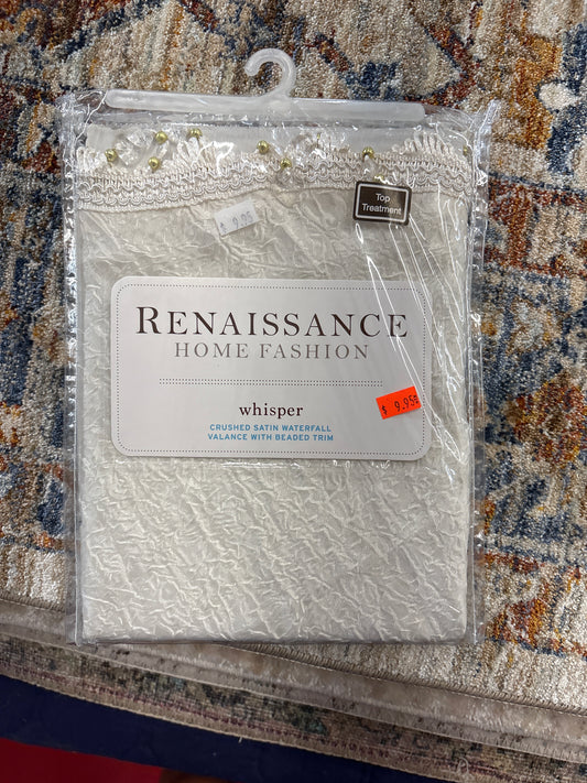 Renaissance Home Fashion Whisper Crushed Satin Waterfall Valance with Beaded Trim