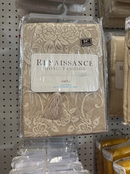 Renaissance Home Fashion Carly Lace Panel with Attached Valance