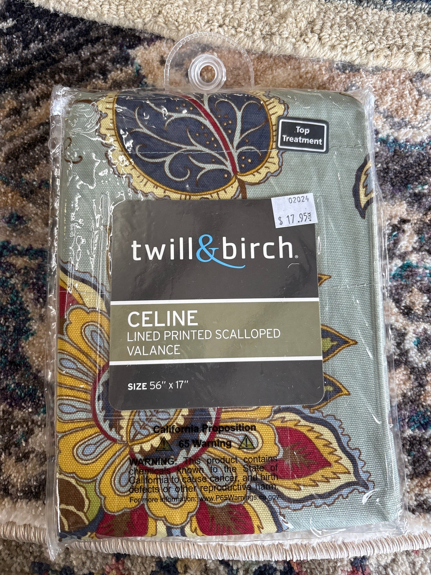 Twill&Birch Lined Printed Scalloped Valance