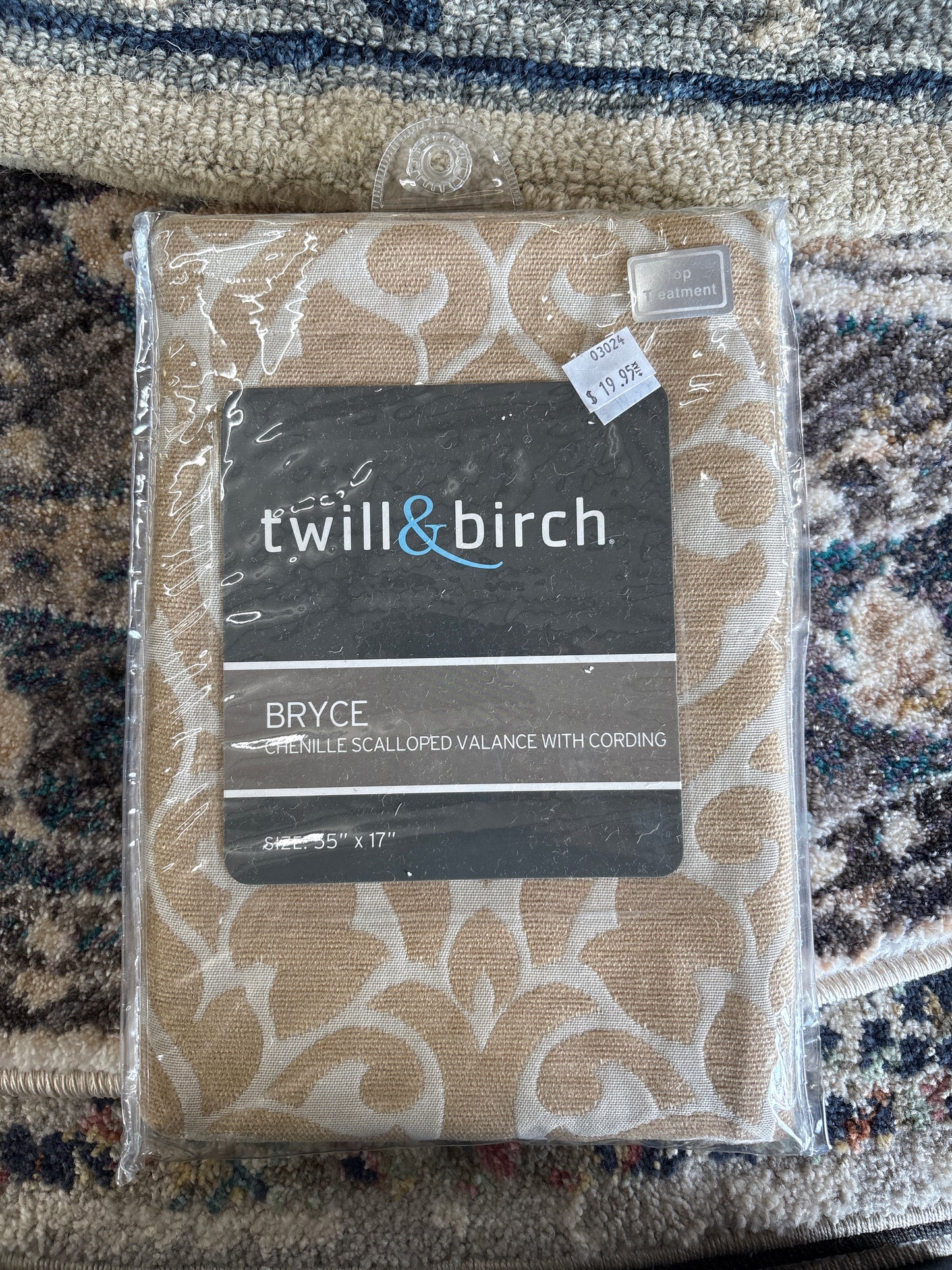 Twill&Birch Chenille Scalloped Valance with Cording