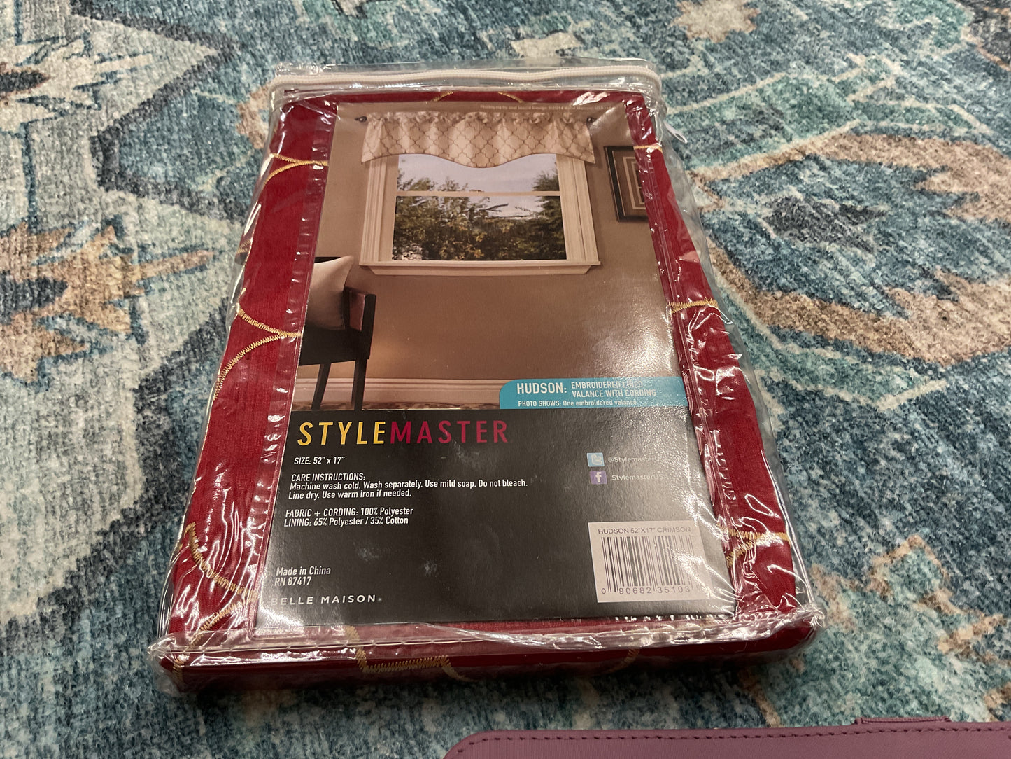 Stylemaster Hudson: Embroidered Lined Valance with Cording