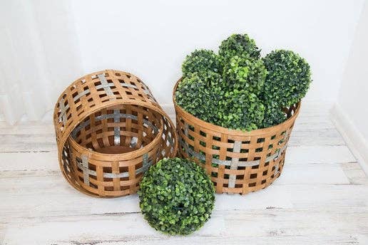 Woven Gather Bushel Basket with Galvanized Band