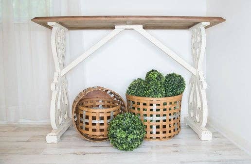 Woven Gather Bushel Basket with Galvanized Band