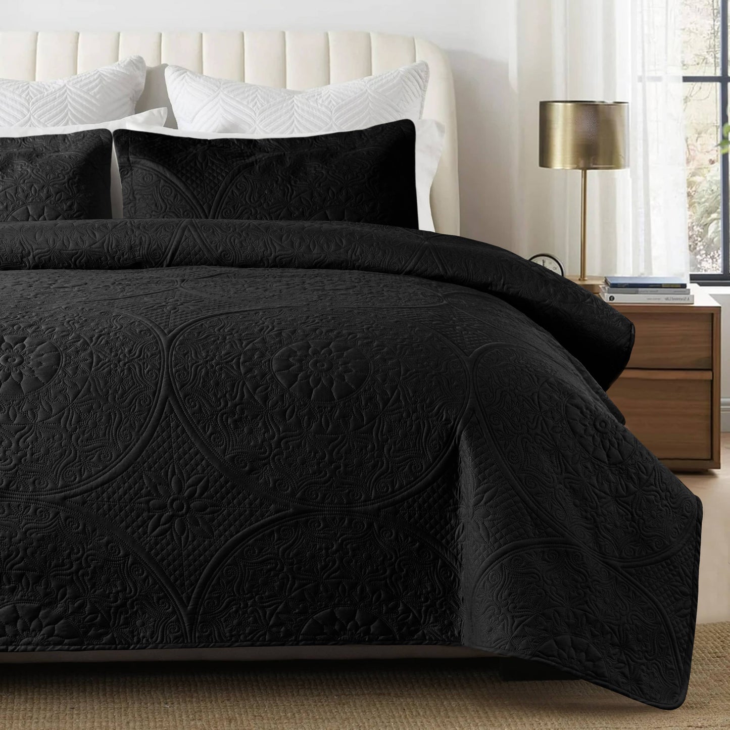 3 Piece Reversible Quilted Bedspread Coverlet Comforter Set
