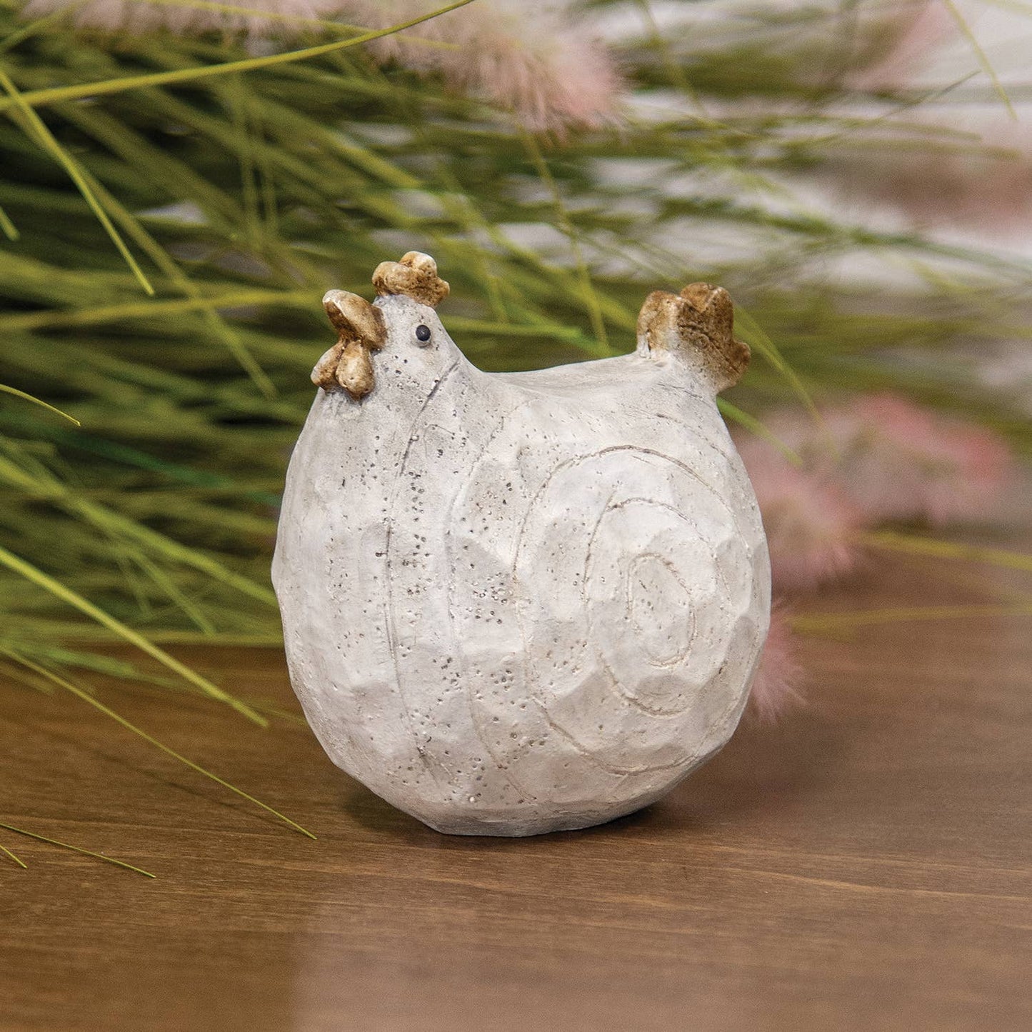 Carved Look Resin Chicken Sitter
