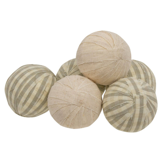 6/Set, Natural Striped Rag Balls