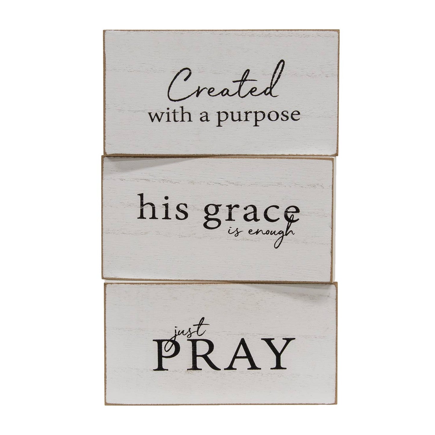 Faith Sentiment Distressed Wooden Block - 3 Asstd.