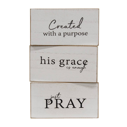 Faith Sentiment Distressed Wooden Block - 3 Asstd.