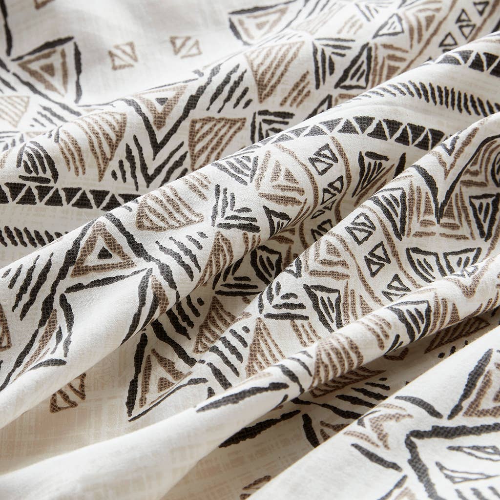 4 Piece Boho Printed Comforter Beige/Ivory