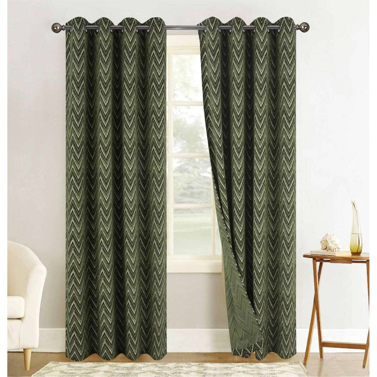 Chevron Jacquard Grommet Window Panel, 54x84 Inches