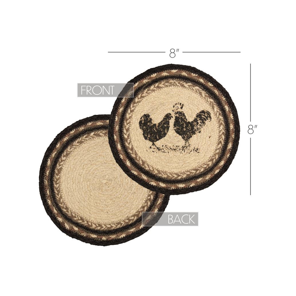 Farmhouse Chicken Jute Trivet 8" Sawyer Mill