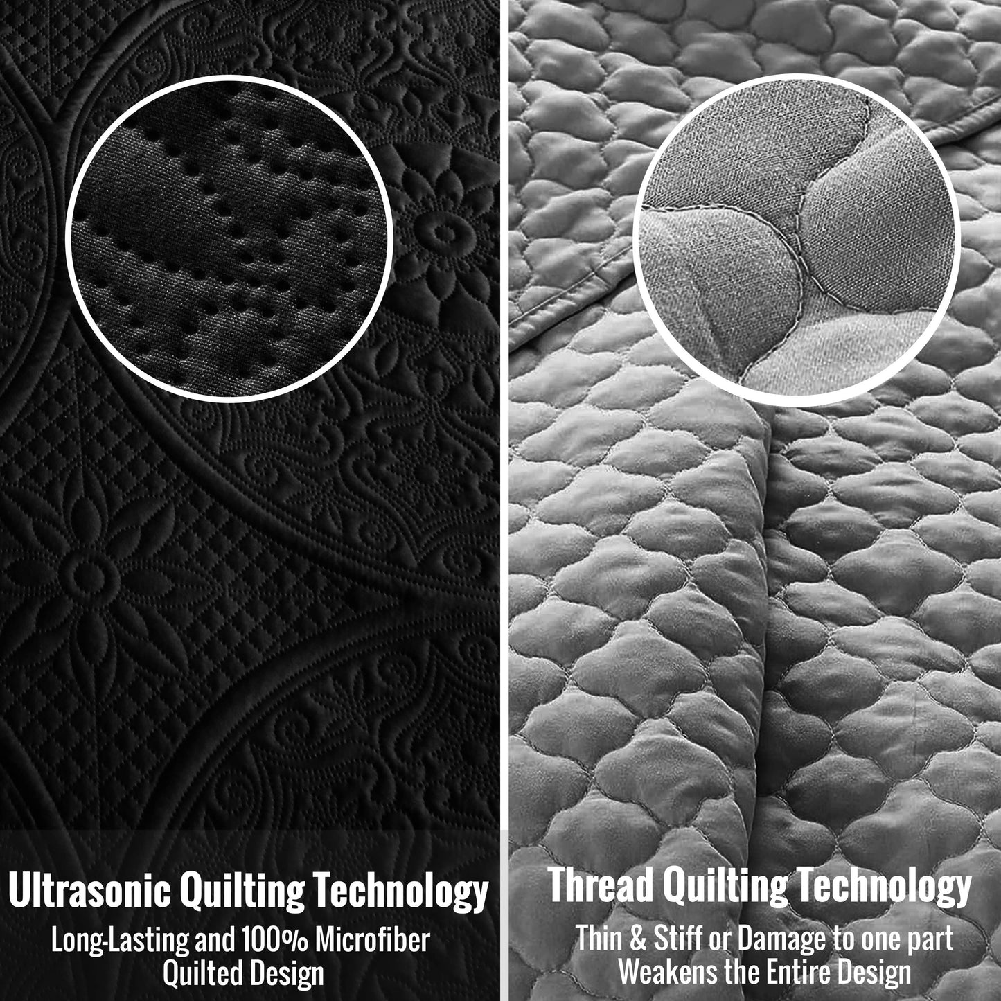 3 Piece Reversible Quilted Bedspread Coverlet Comforter Set