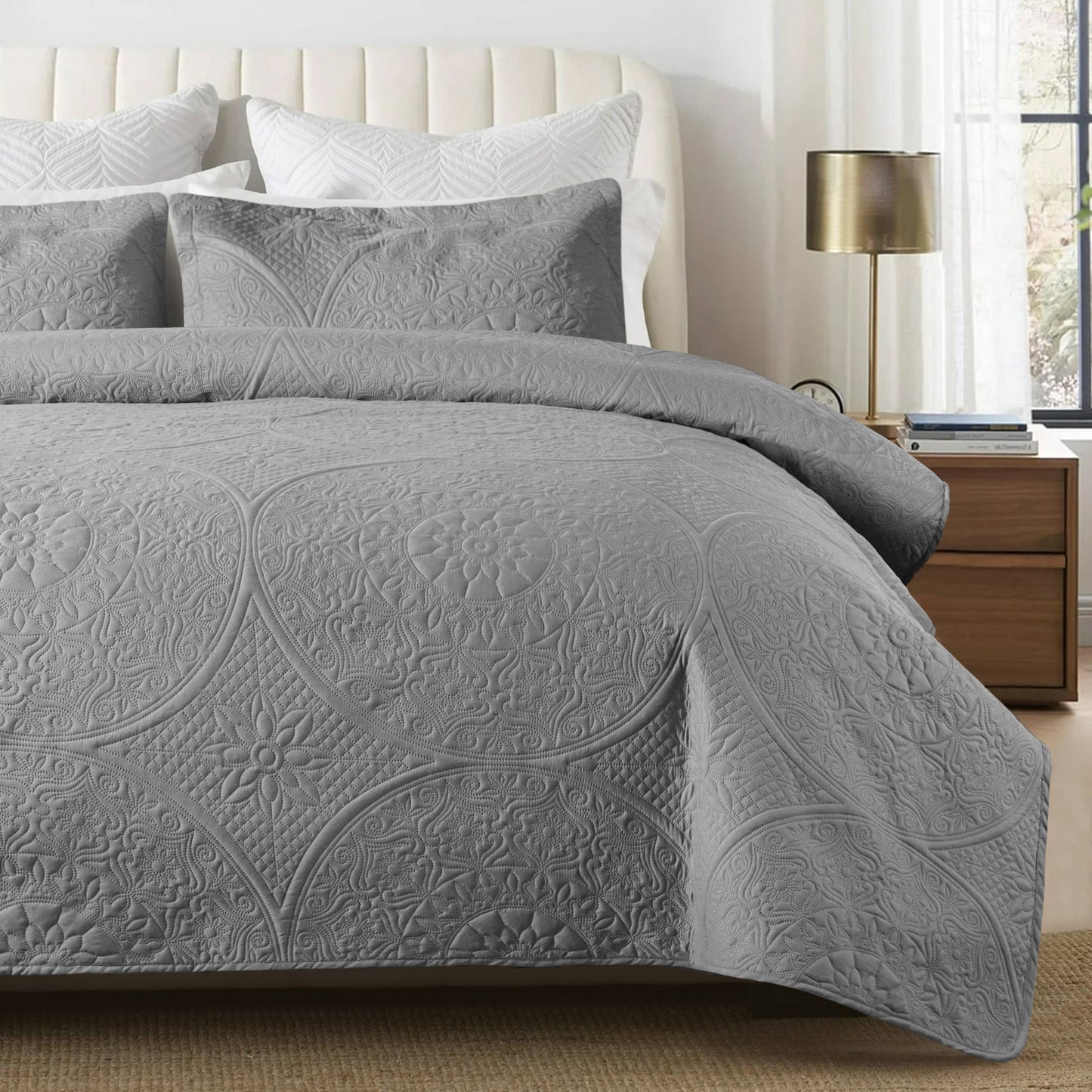 3 Piece Reversible Quilted Bedspread Coverlet Comforter Set