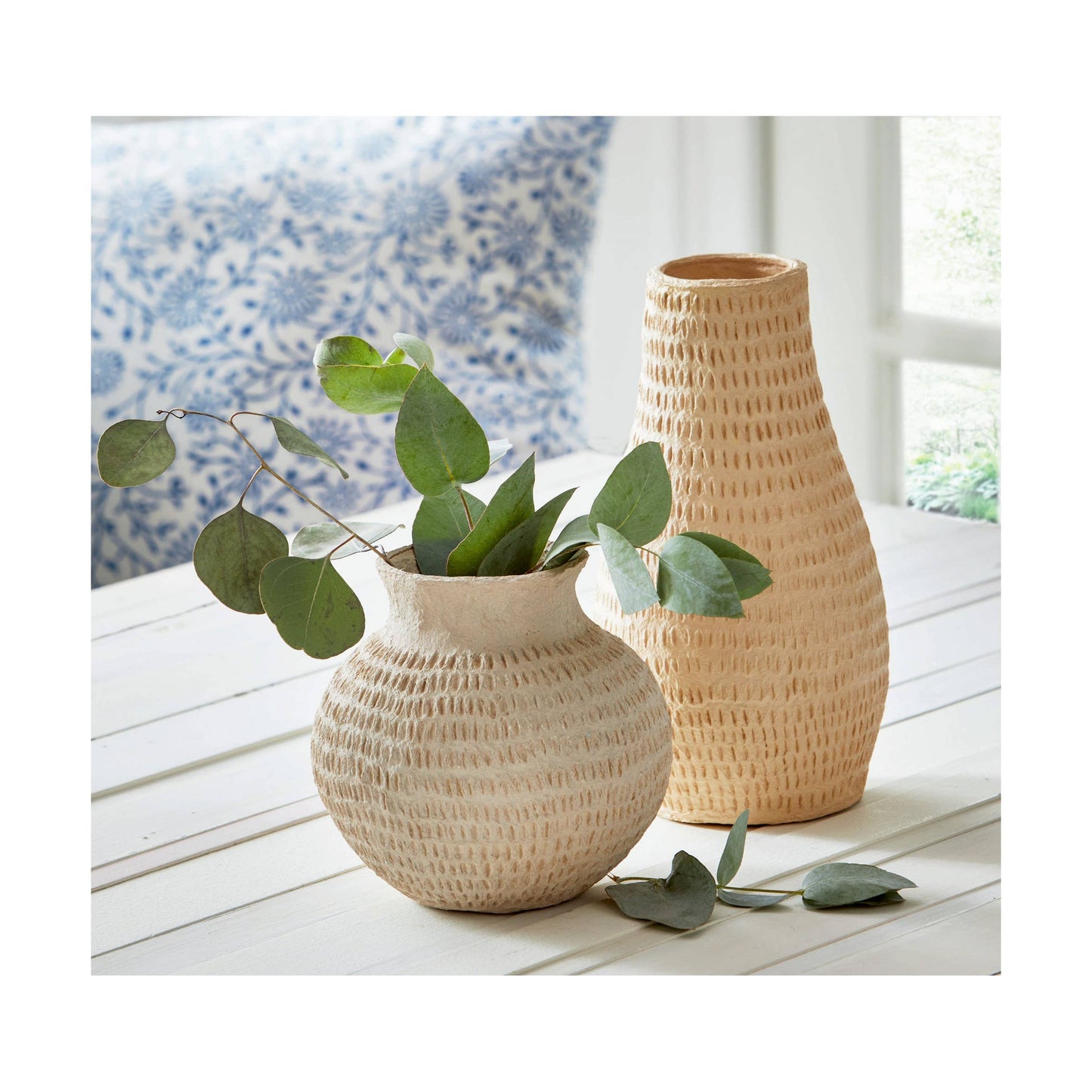 Paper Mache Gray Vase Light Summer